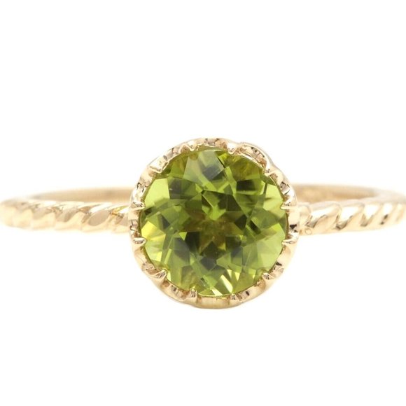 1.50 Carats Natural Peridot 14K Solid Yellow Gold Ring